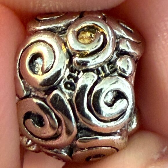 Pandora Jewelry - Pandora Retired Silver and Gold Doodle Rose Bud Charm